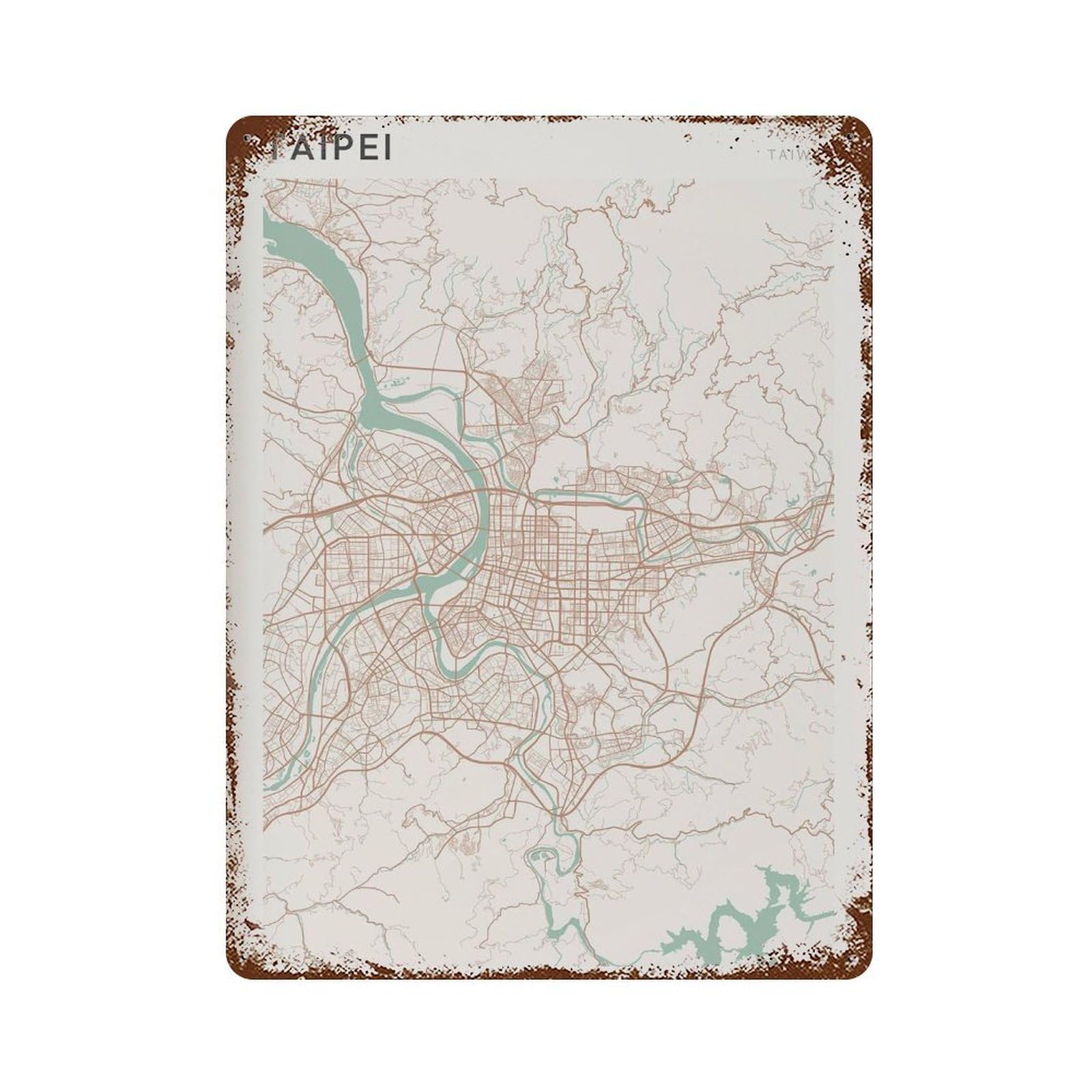 xiaoxiaoshen Taipei Map Taiwan Travel Gift Minimalist Wall Decor Art Metal Tin Poster Modern Home Decor Art Home Bar Shop Decorations Vintage Sign 40x30cm