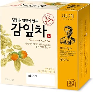 Ssanggye Persimmon Leaf Tea 1.0g x 40 Tea Bags, Premium Korean Herbal Tea Hot Cold Herb Soft Savory Taste Decaf 4 Seasons Made in Korea