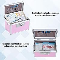 Vista 6 de Medicine Box, First Aid Safe Medication Storage Box,Layered Aluminum Daily Medicine Cabinet,10.2" x 6.2" x 7.7", Pink