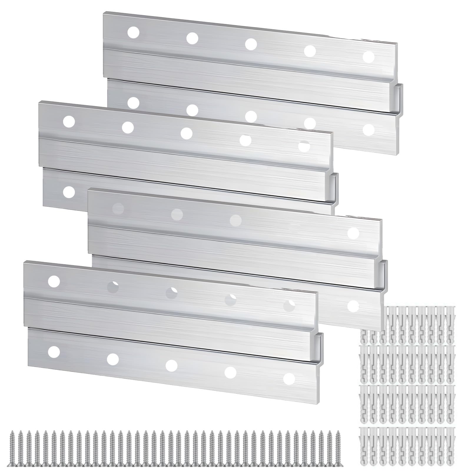 Gkhlg 4-Piece Heavy Duty French Cleat Picture Hangers French Cleats with Z-Bar Design for Home Office Hidden Near-Flush Wall Mounting Brackets for Photo Frames Canvases Mirrors Whiteboards Workshop