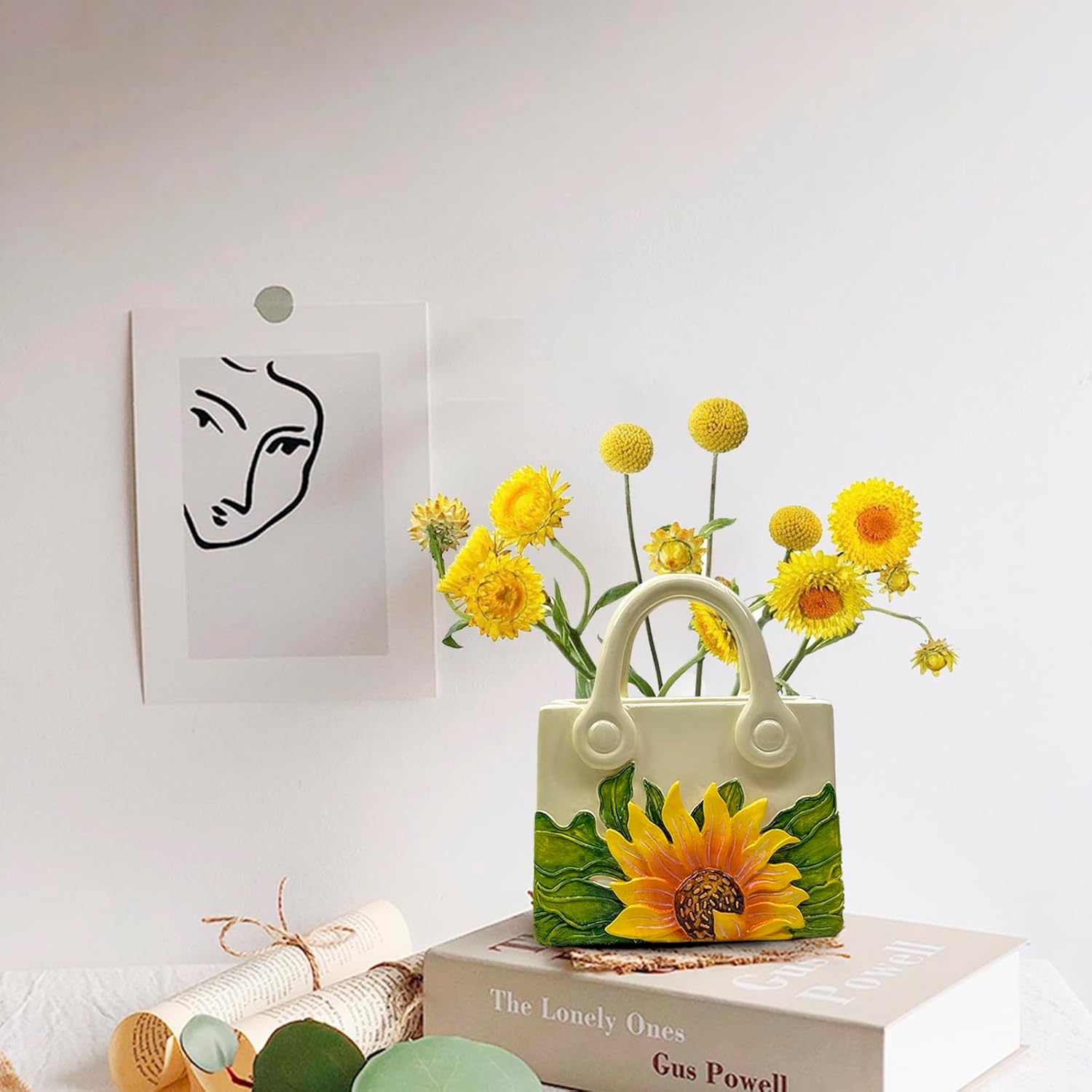 Plant pots Set, Cute Head Succulent pots Head and Sunflower Nursery pots with Drainage Holes Plant pots Head, Outdoor Gardening Set