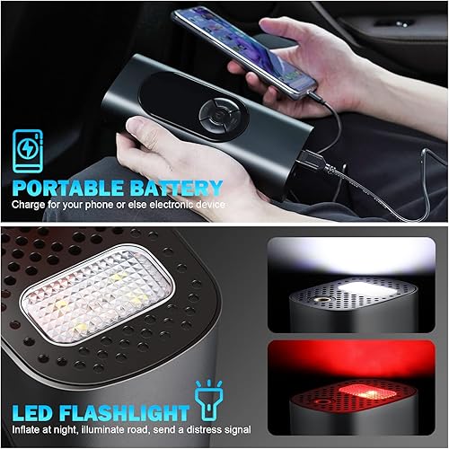 Miniatura 4 de DNA MOTORING TOOLS-00270 150 PSI Inflador de neumáticos de bomba de aire portátil inalámbrico para inflar neumáticos de automóviles, camiones y