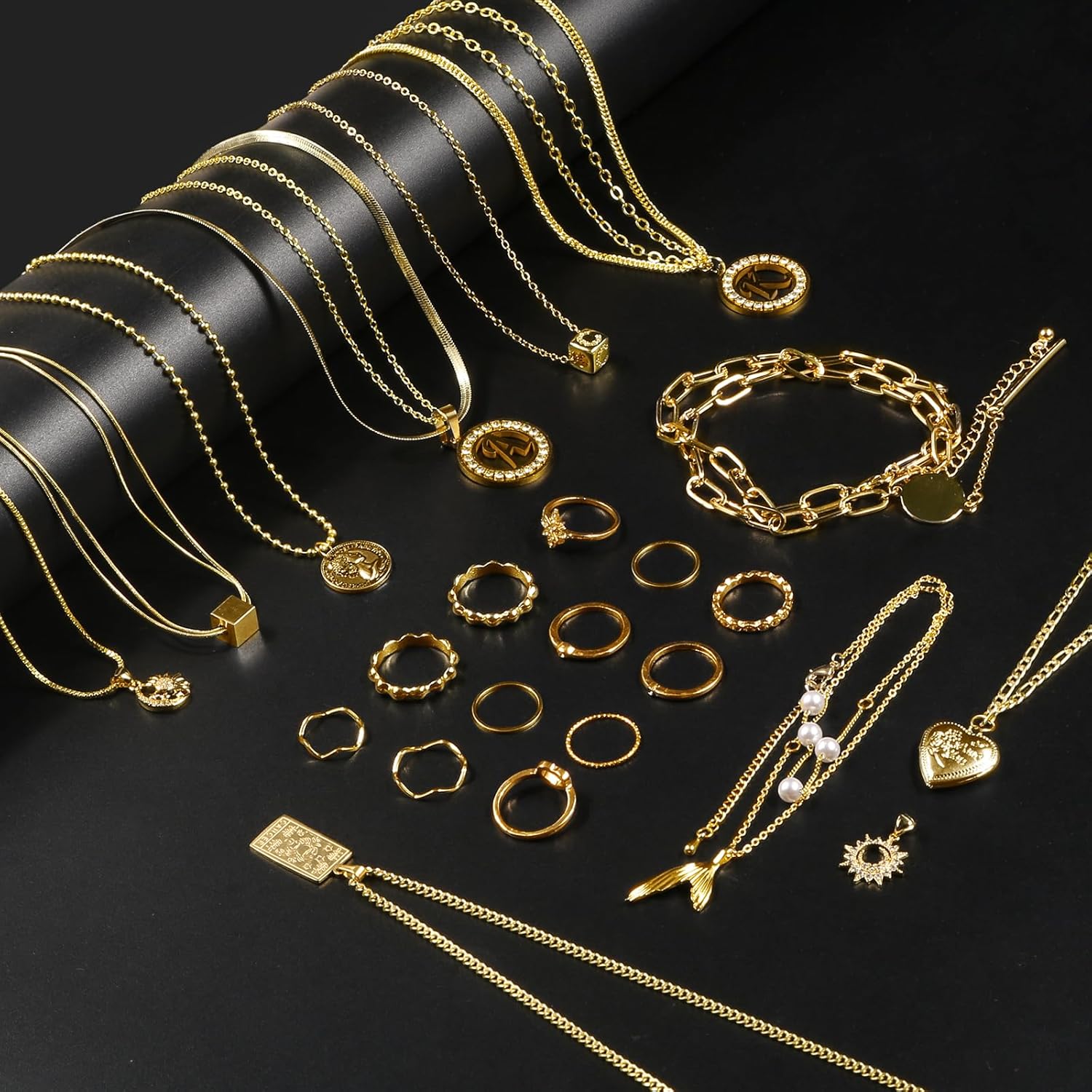Ecoofor Gold Necklace Chains for Jewelry Making, 75.5 Feet 10 Rolls Jewelry Chains for DIY Necklace Bracelet Jewelry Making with Jump Rings/Lobster Clasps/Connectors
