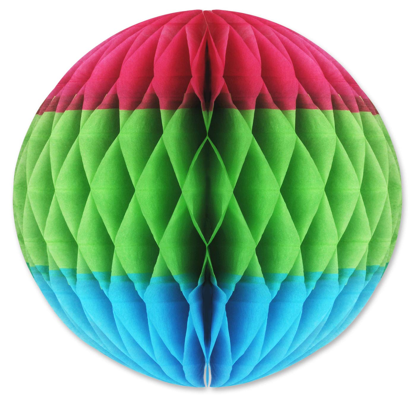 Tri-Color Tissue Ball (cerise, lt green, turquoise) Party Accessory (1 count) (1/Pkg)