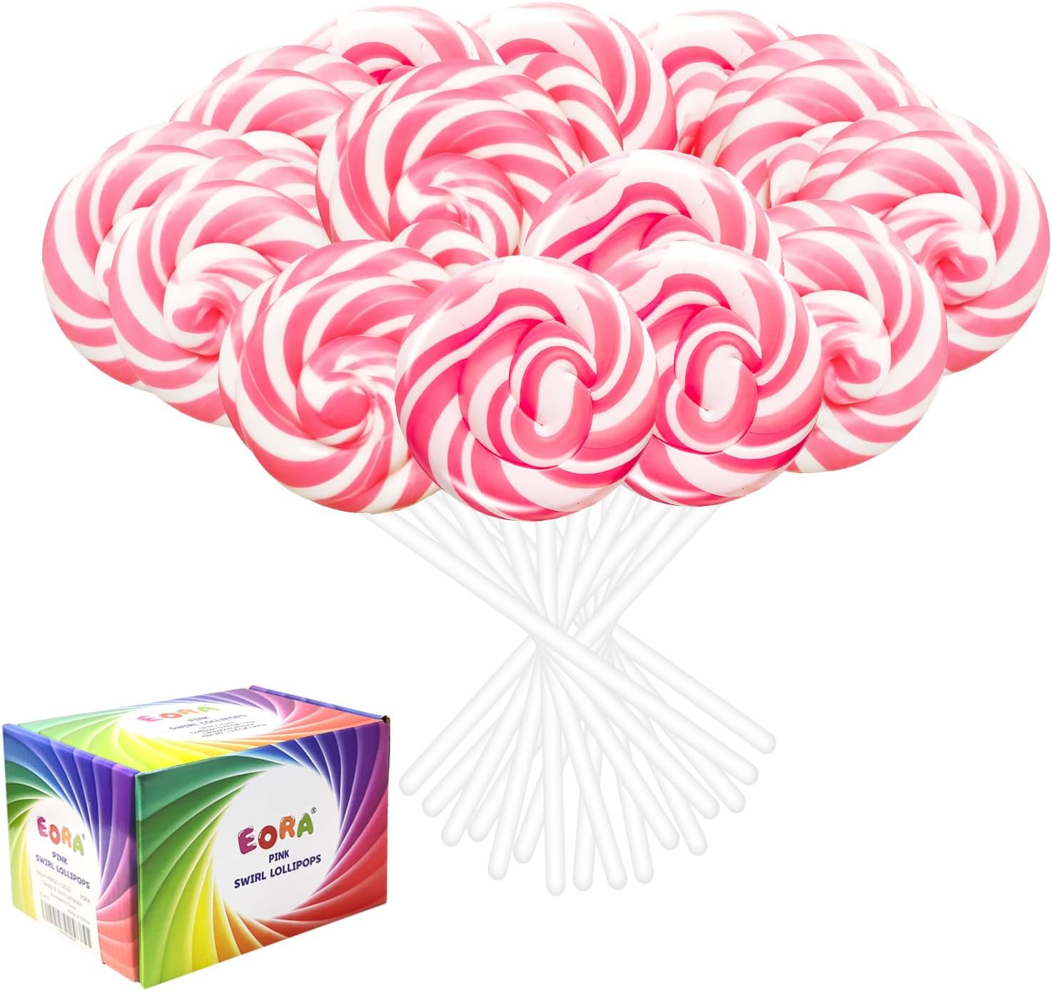 32 Pack Pink Twisty & Swirl Lollipops, Baby Shower Candy Swirl Lollipops Individually Wrapped Suckers, Girl Birthday, Valentine’s Lollipop Candy Bulk Strawberry Flavor, Gender Reveal