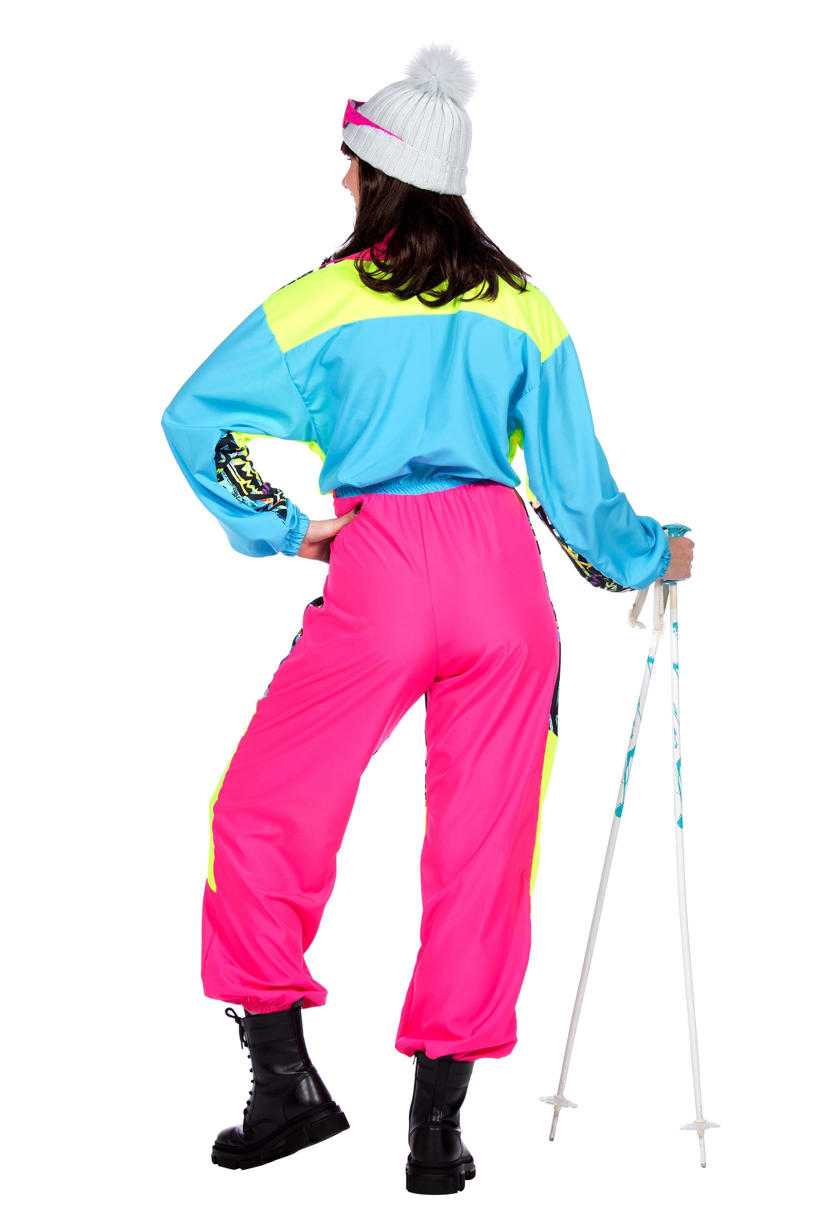WILBERS & WILBERS - 80er Jahre Skianzug Damen | neonfarben, Apres Ski Outfit, Schneeanzug, sportlicher Overall für Karneval