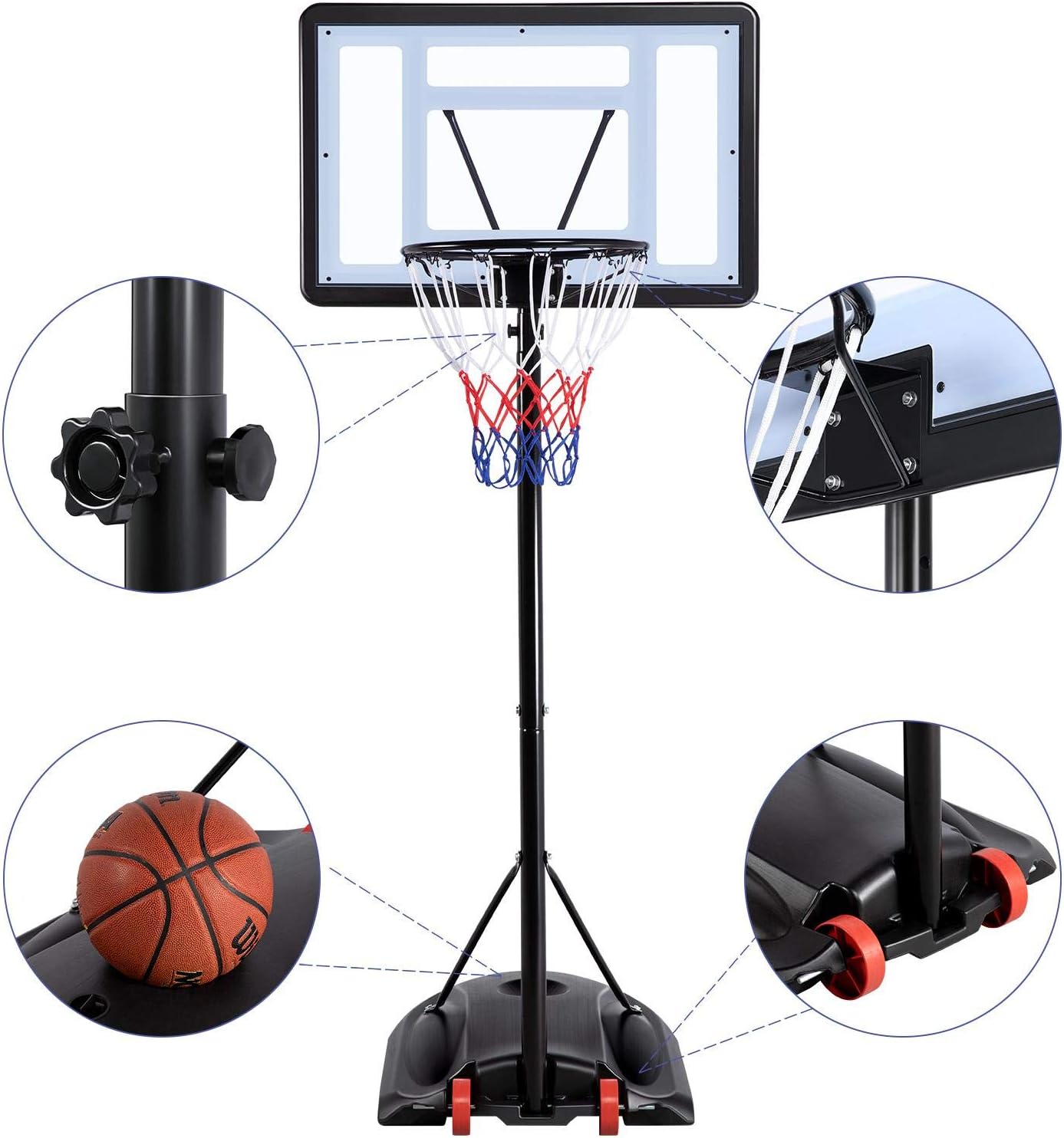 Yaheetech 7.2-9.2ft Basketball Hoop Backboard System Portable Removeable Basketball Hoop & Goals Outdoor/Indoor Adjustable Height Basketball Set for Youth : Sports & Outdoors