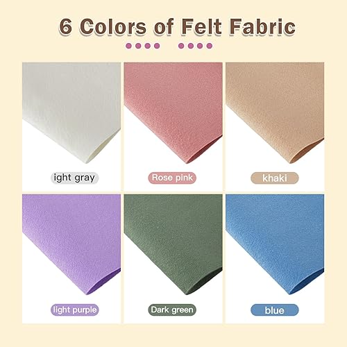 Miniatura 13 de HaoFeiJH Hojas de tela de fieltro negro – 6 cuadrados de fieltro – 8 x 12 1 colores cuadrados de fieltro suave, 0.059 in para coser, patchwork