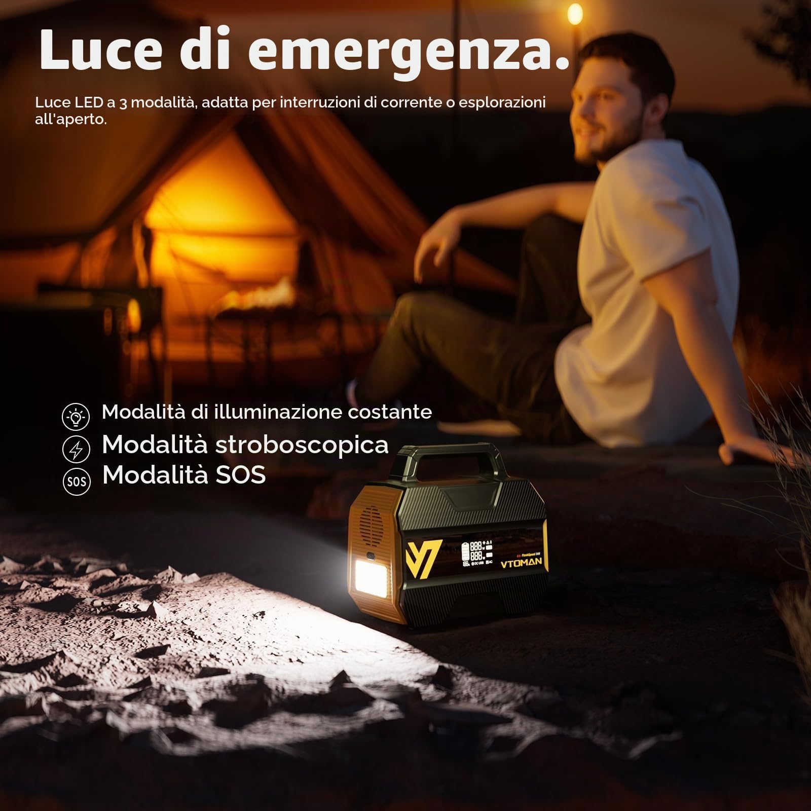 VTOMAN FlashSpeed 300 230Wh 300W Campeggio Centrale Elettrica Portatile | Generatore Solare, Batteria LiFePO4, Uscita de CA (Picco 600W), Ricarica Rapida per Campeggio, Viaggio, Esterni, Pesca