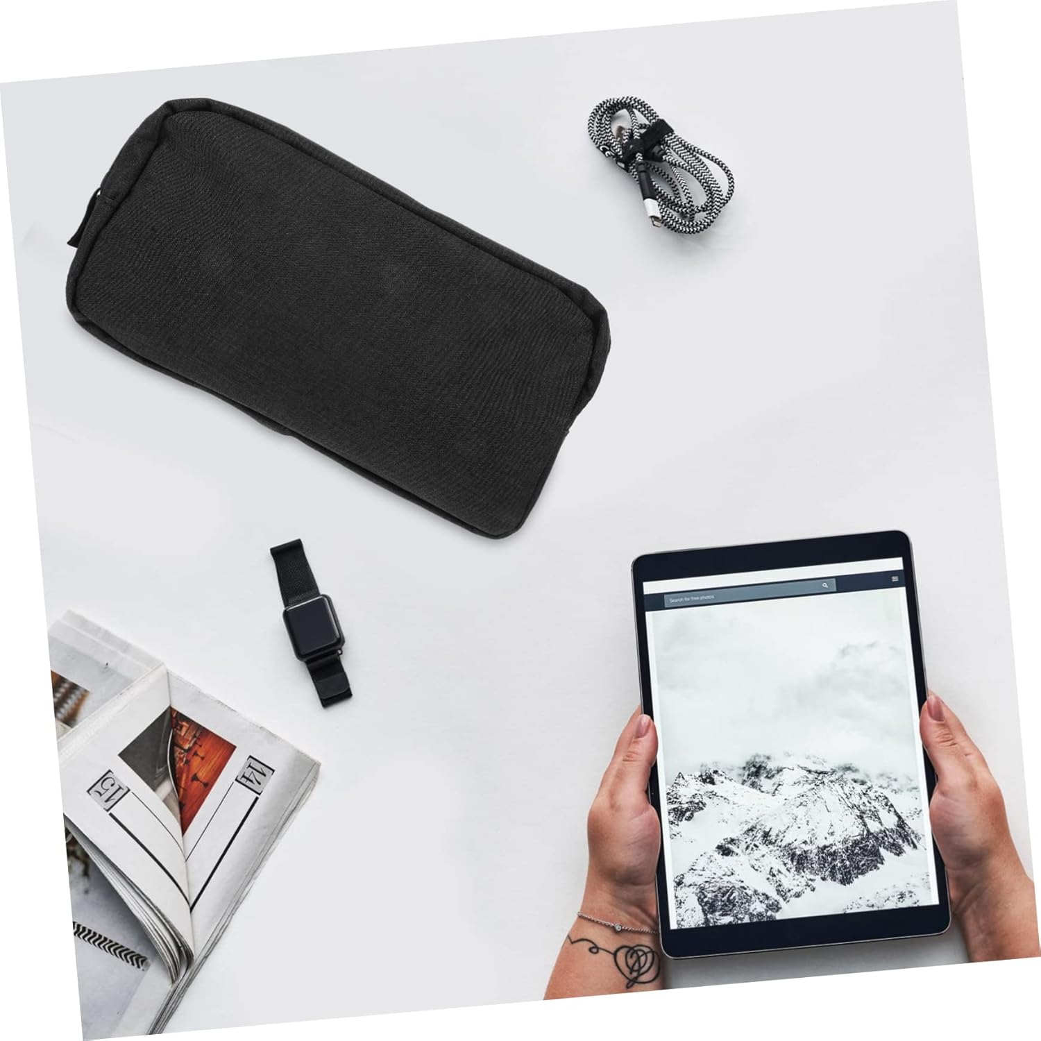 TEHAUX 4pcs Electronics Travel Organizer Purse Storage Organizer Bag Protects Digital Accessories Cable Case Charger Bag