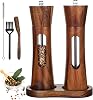 Set de Molinillos de Sal y Pimienta, 8 Pulgadas de Madera Sal y Pimienta Molinillos | Madera, Manual Recargable, con Cepillo, Bandeja y Cuchara, Grosor Ajustable, Madera Sólida, con Núcleo de Cerámica y Acero Inoxidable 1