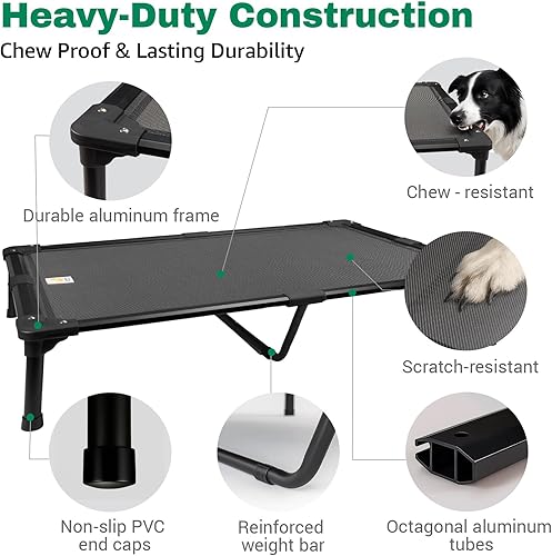 Miniatura 2 de Sytopia Cama elevada para perros grandes de 42 pulgadas, a prueba de masticaciones, con malla transpirable, marco duradero, estilo hamaca