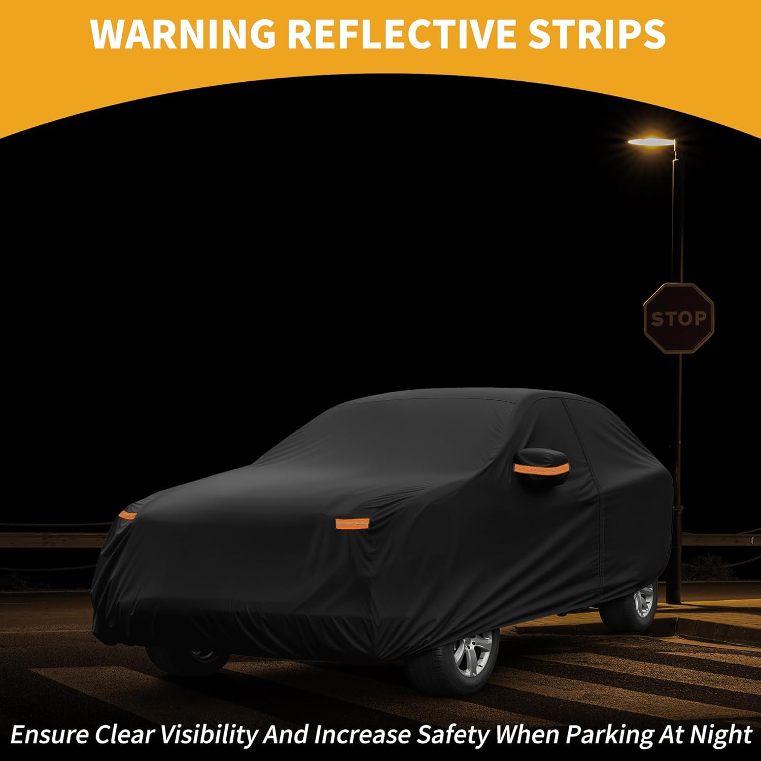 Car Cover Waterproof All Weather Sun Rain Protection Full Exterior Cover for Mazda CX-90 190T-PU Black with Left Side Zippers