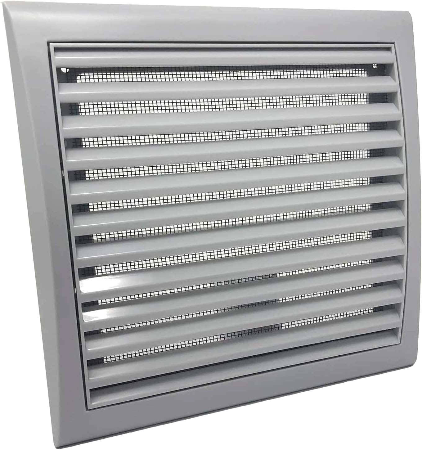 4 inch Grey Wall Vent Square 151 x 156 Grille for Fresh Air Flow Outlet or Inlet Duct for 80mm 100 mm Ventilation Louvre Cover Outdoor External Grill with Insect Screen Fly Mesh