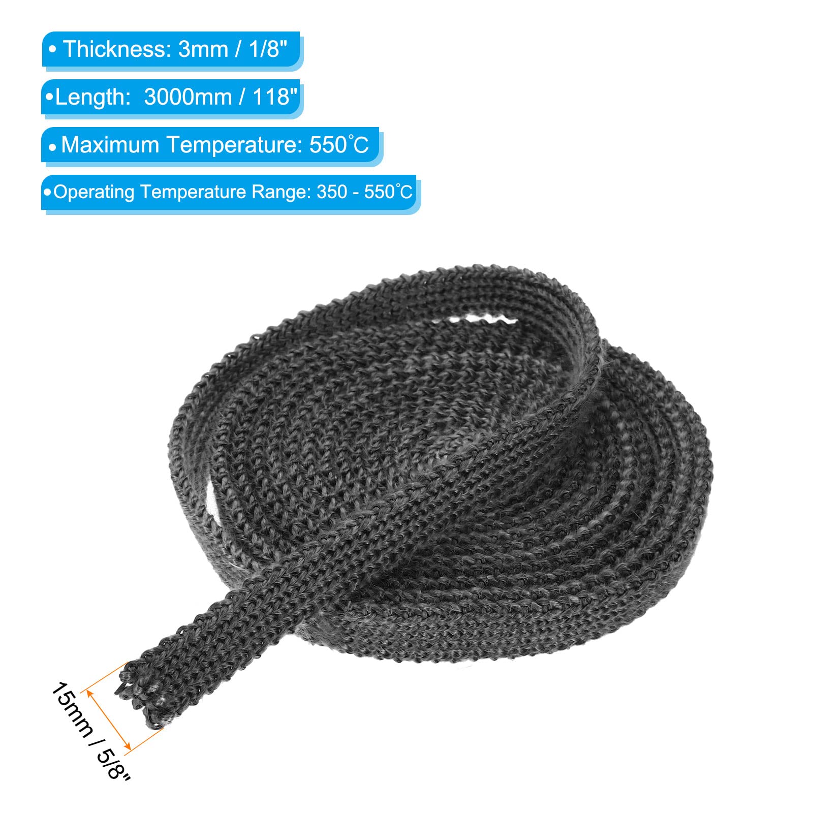PATIKIL 5/8"x 1/8"x118" Wood Stove Gasket - Image 2