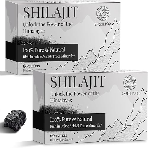 Tabletas de Shilajit de 30,000 mg, 100% Shilajit puro, orgánico del Himalaya, Shilajit para hombres y mujeres ricos en ácido fúlvico y más de 85