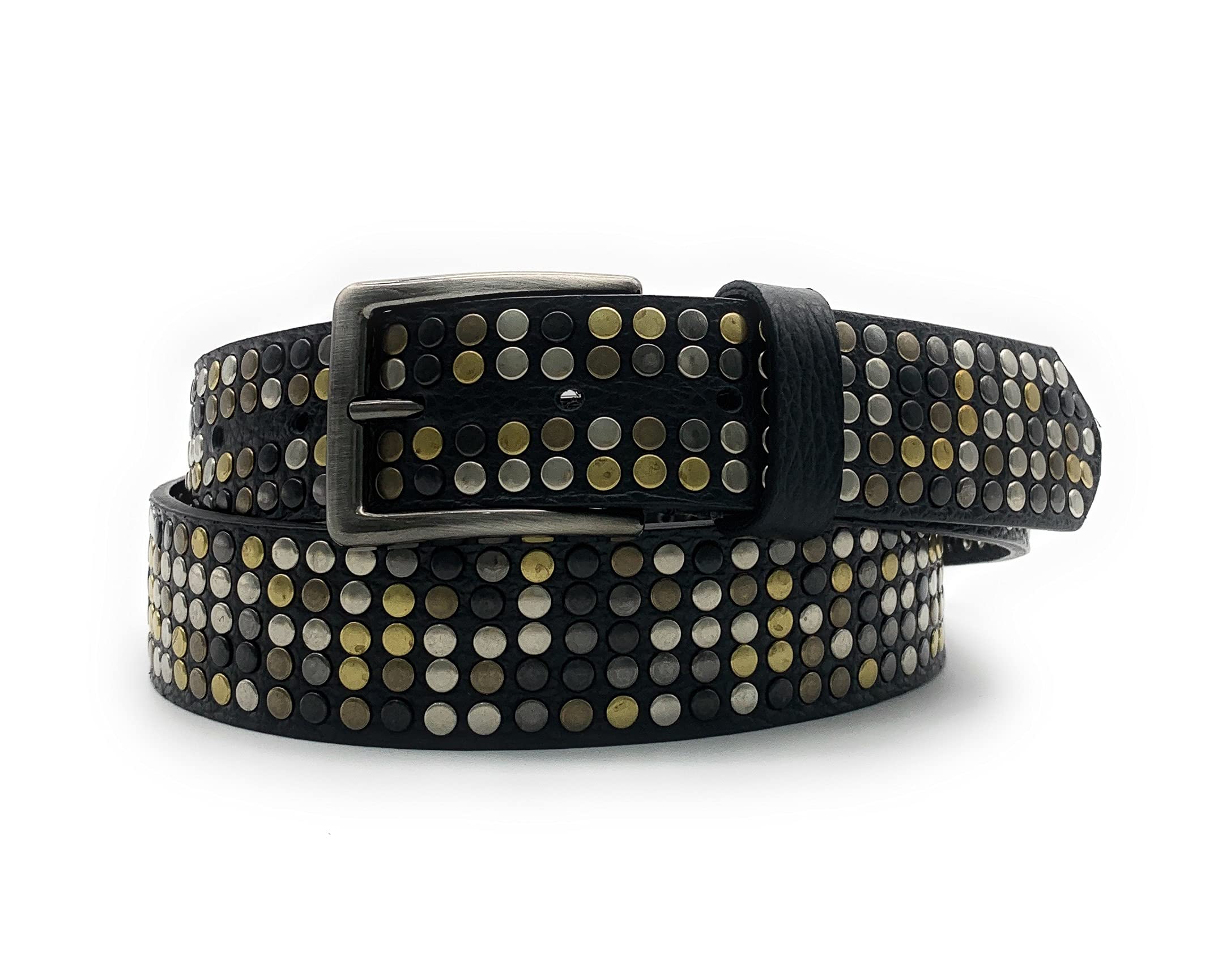 PASSIONE Cintura con Borchie in Vera pelle - Nera - Borchie multicolor