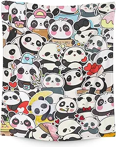 Panda Blanket Gifts - 60"x80" Cute Throw Blanket for Kids, Adults - Black Soft Fuzzy Blankets for Bed, Couch & Living Room