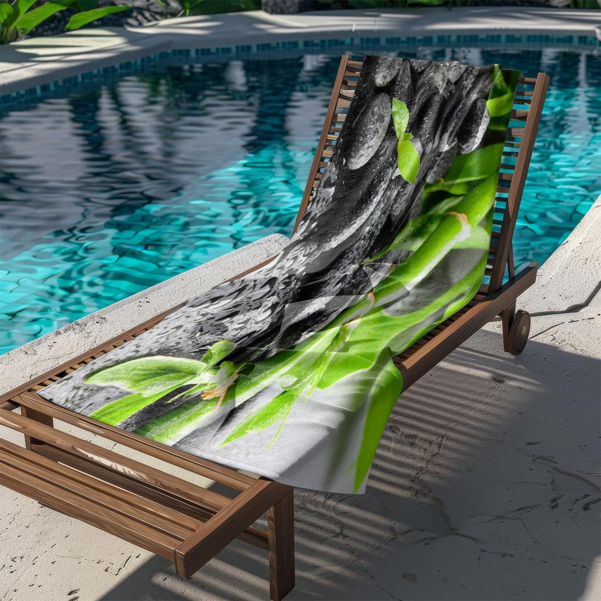 Strandtuch Bambus Schwarzem Stein Mikrofaser Handtuch Schnelltrocknendes Wasserabsorbierend Strandhandtuch Groß Beach Towel Sandfrei Reisehandtuch Waschbar Strandtücher 90x180 cm