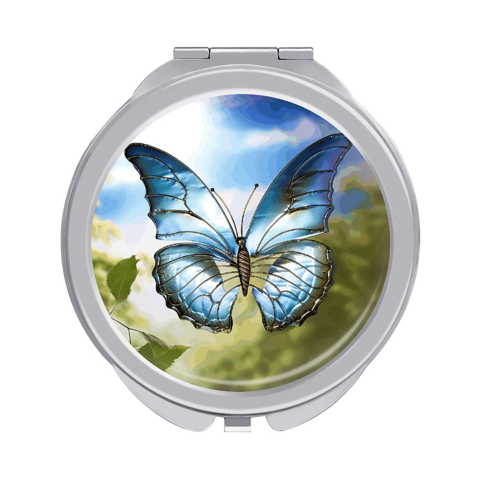 JTREHY Personalized Beauty Butterfly Makeup Mirror Portable Folding Mirror Compact Travel Mirrors 2-Sided Round Pocket Mirrors Cute Handheld Beauty Mirror for Handbag Purse for Women Gift