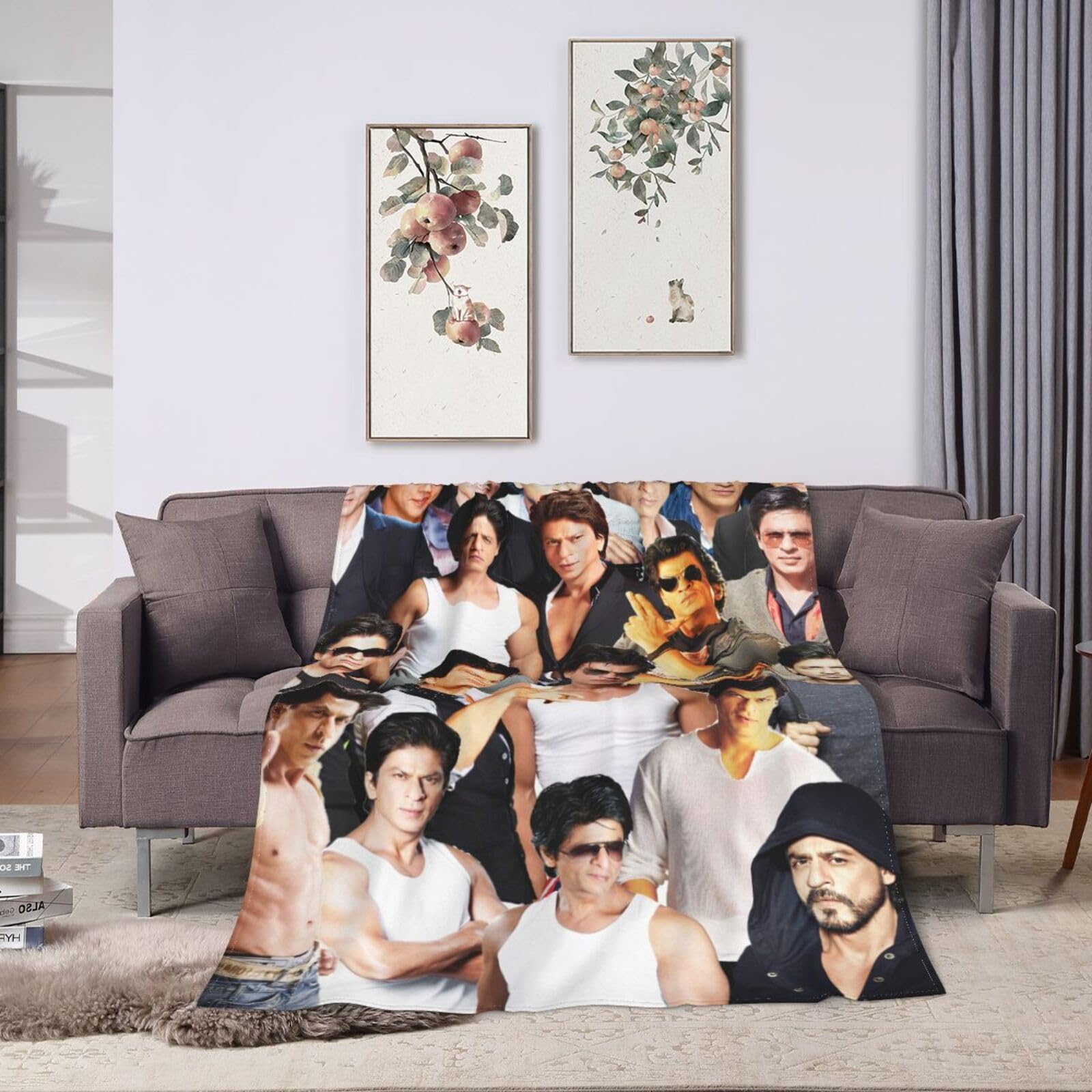 ShahRukh Khan Decke aus weichem und bequemem Wollfleece, Überwurfdecken für Sofa, Büro, Auto, Camping, Yoga, Reisen, Heimdekoration, gemütlich, Plüsch, Stranddecke, Geschenk