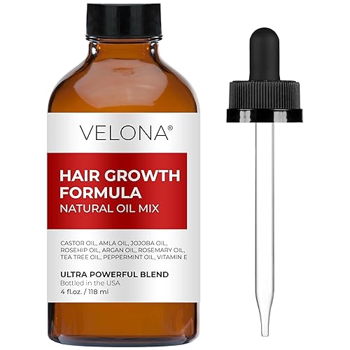 Miniatura 6 de velona Fórmula para el crecimiento del cabello, 4 onzas, ricino, amla, jojoba, argán, romero, menta, aceites de árbol de té, vitamina E, mezcla