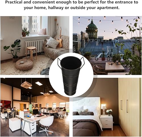 Miniatura 6 de Soporte de metal para paraguas, cubo redondo para paraguas de pie, cubos de bastones, soportes para bastones, palos de golf, organizador para