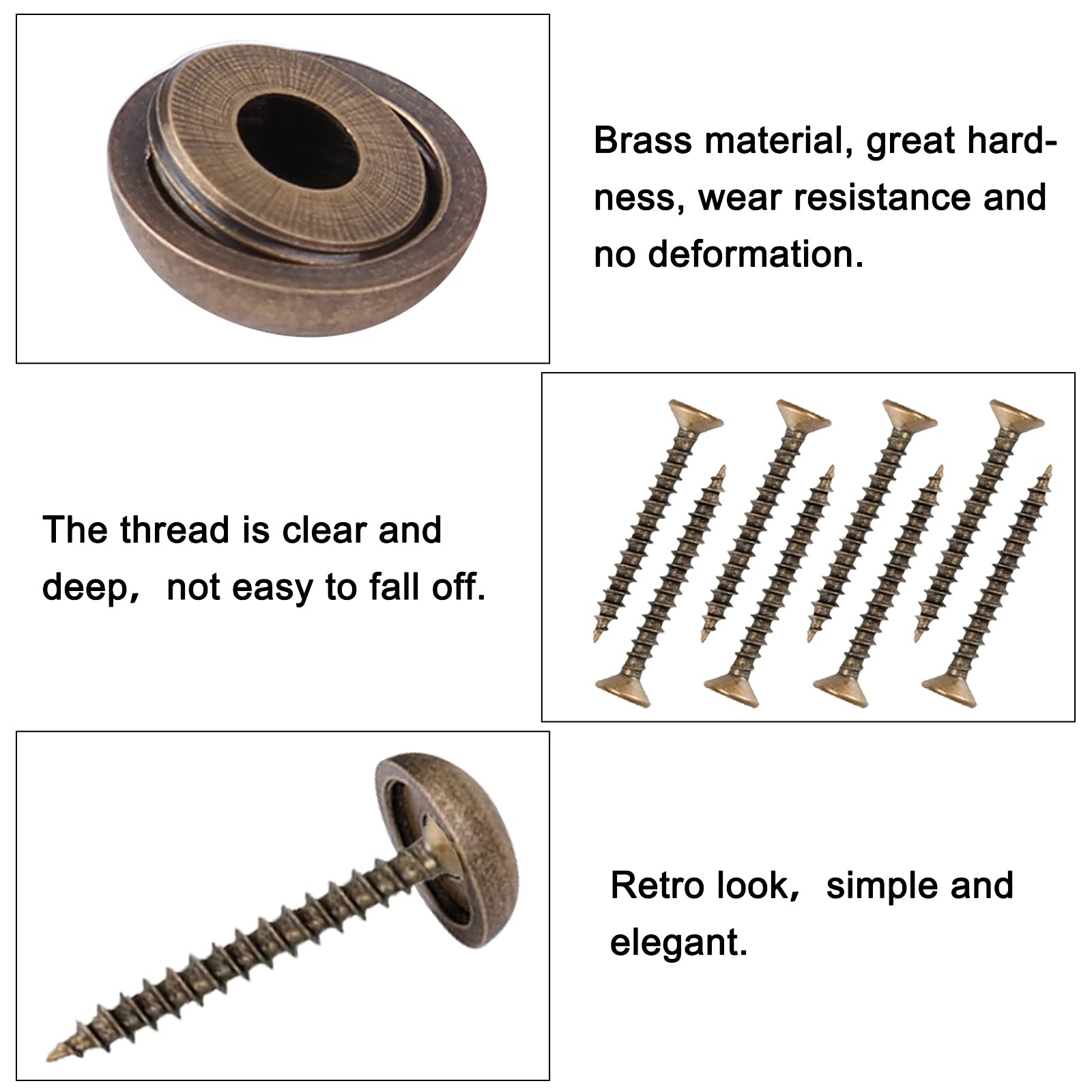 8 Viti Decorative In Ottone Con Tappi - Per Specchi E Mobili, Testa 12mm, Colore Oro - Foto 5