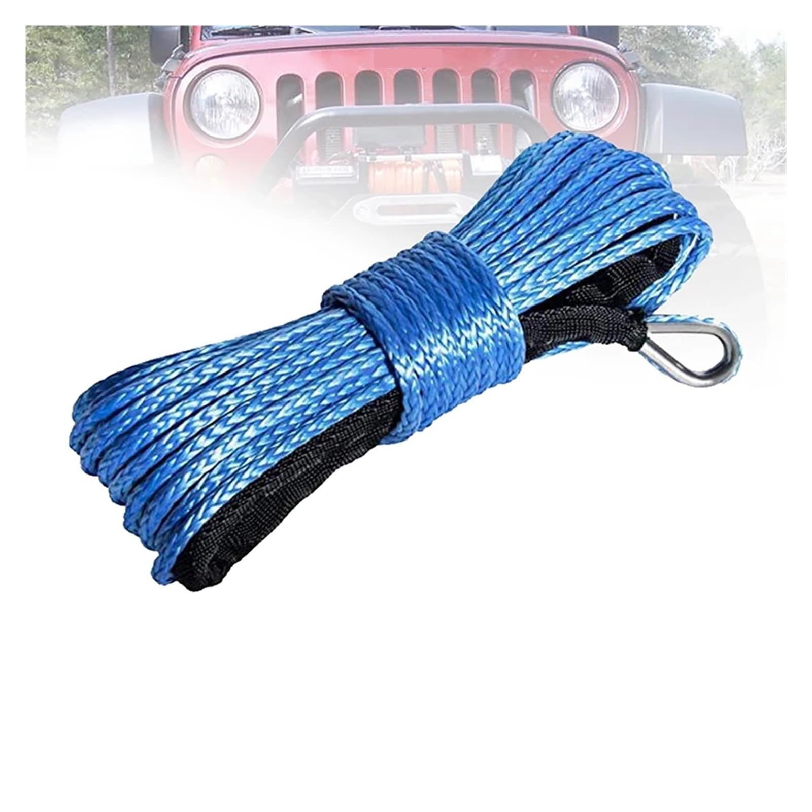 6 mm x 30 m syntetyczna lina do wyciągarek samochodowych pojazdów ATV UTV Heavy Duty z osłoną Akcesoria samochodowe Duża pojemność(Gray)