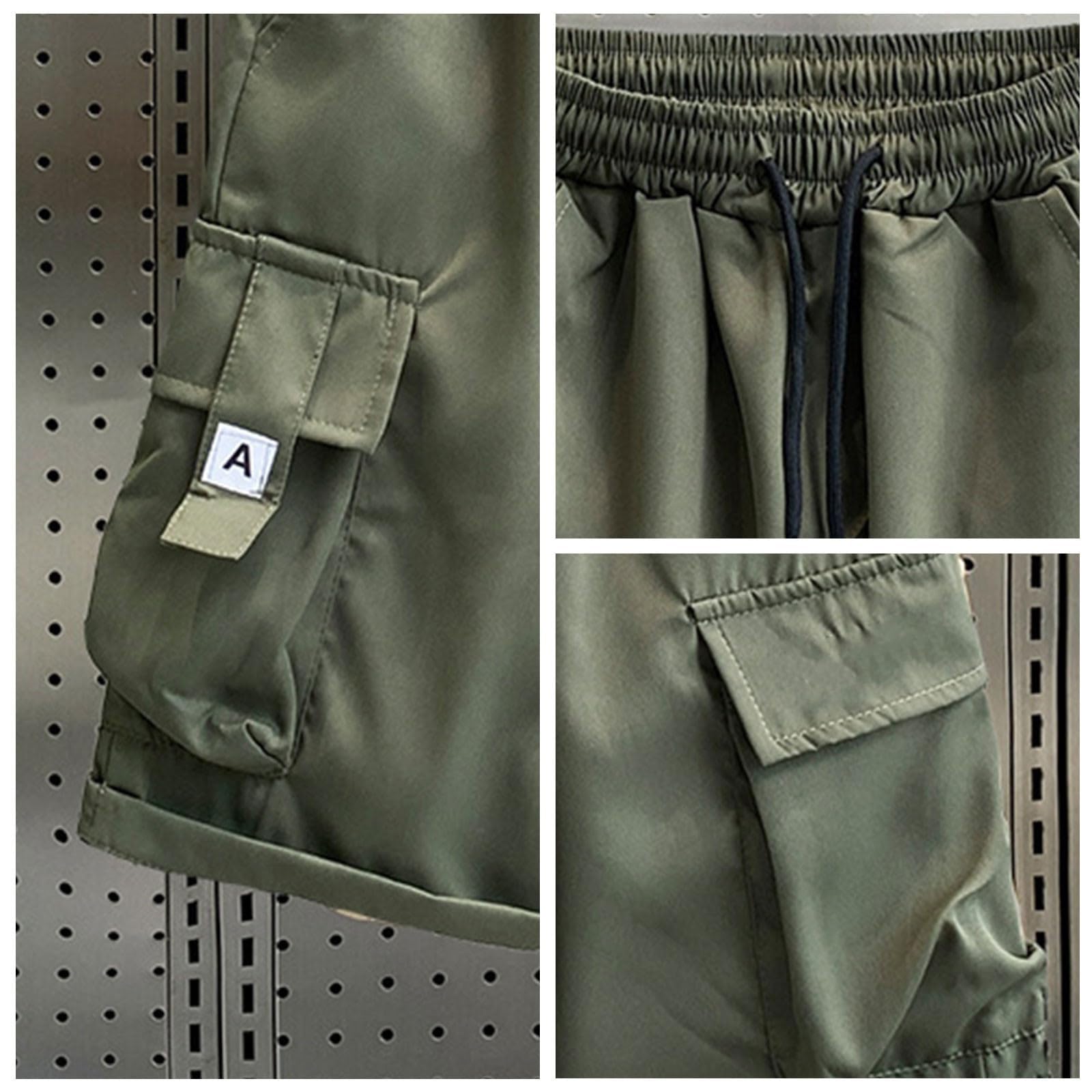 Pantaloncini cargo da uomo, elasticizzati, lunghezza al ginocchio, chino a