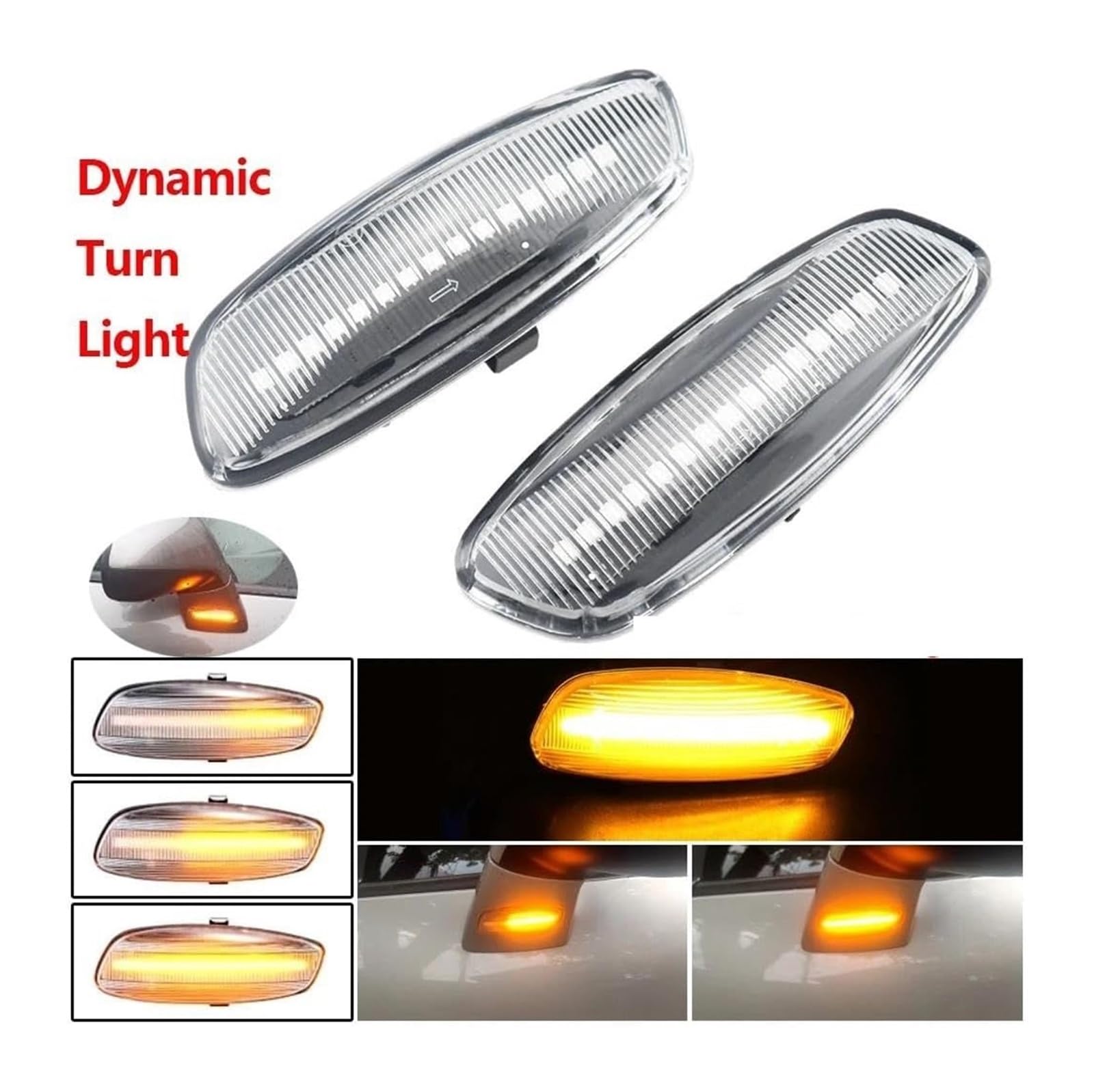 Para C4 Para C3 Para C5 DS3 DS4 Luz Indicador Lateral Dinámica Intermitente Secuencial Luces Señal Giro Coche Señal Giro Espejo(Dynamic Crystal Type)
