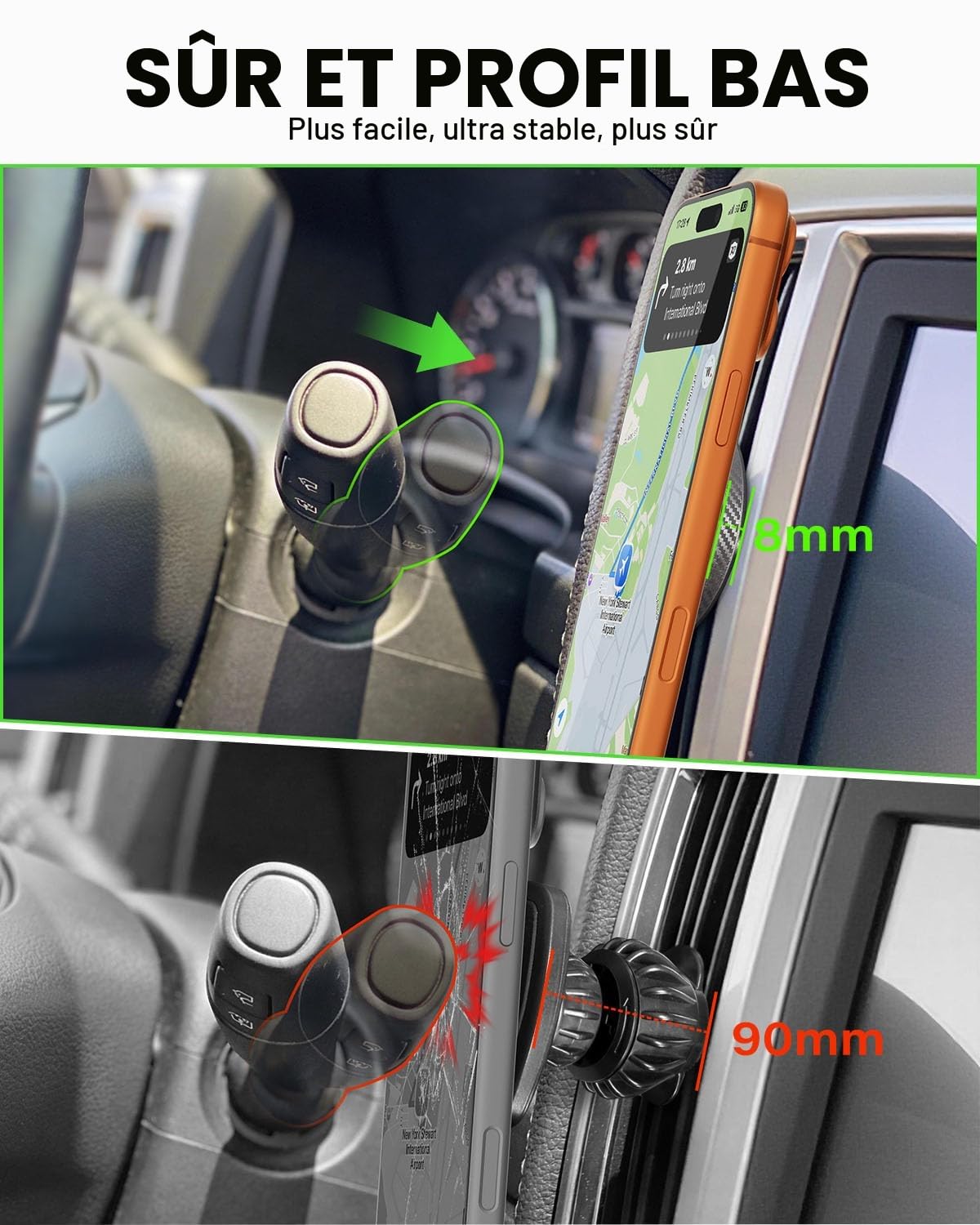 A2C Support de téléphone Portable pour Grille d'aération de Voiture Magsafe 17 x N54 magnétique et Ultra Stable - Support magnétique Universel pour Grille d'aération de Voiture - pour iPhone, Samsung