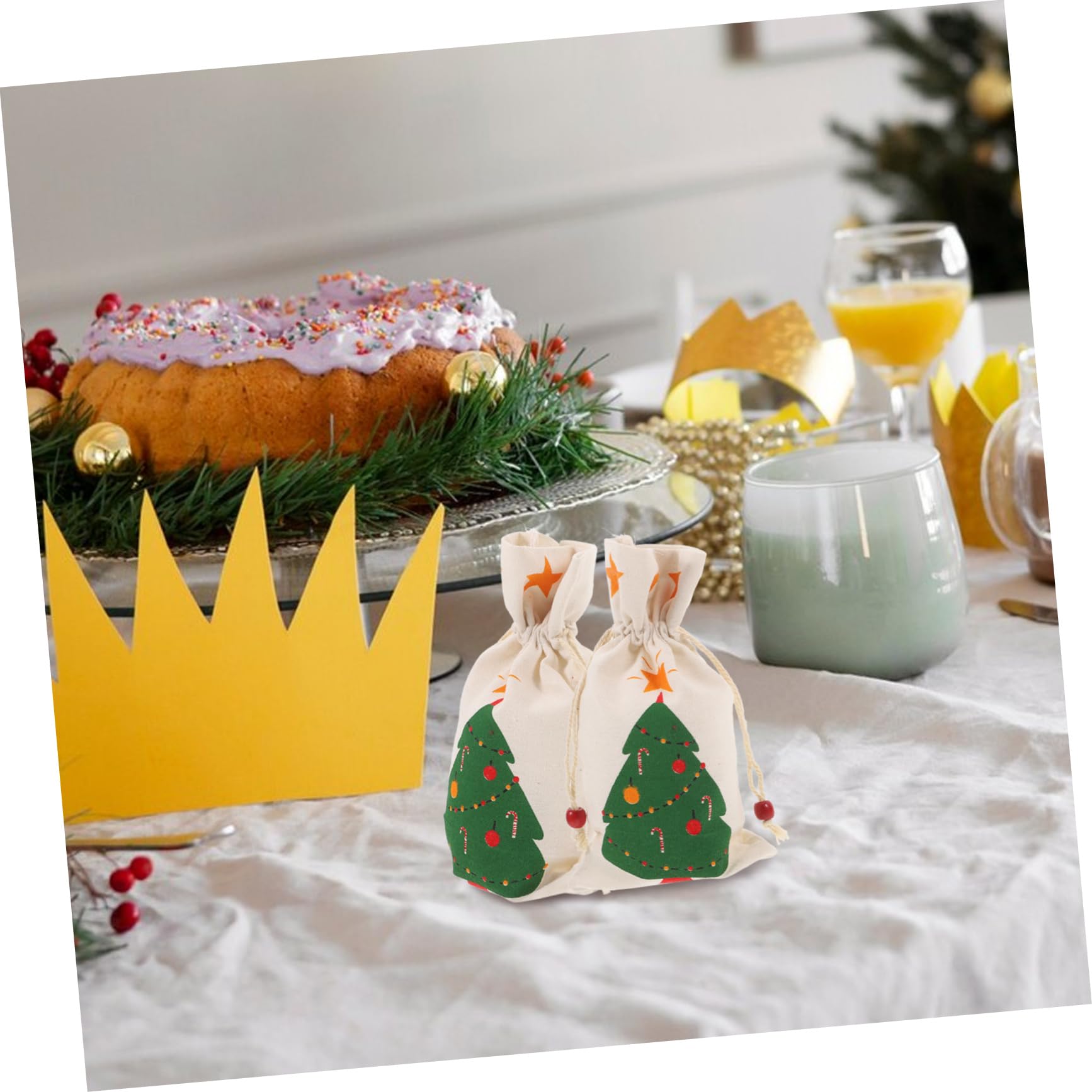 SOLUSTRE 8 Stück Weihnachtsgeschenksäckchen aus Leinen mit Kordelzug Tragbare Aufbewahrungsbeutel für Handy und Kosmetik für Festliche Feiern Zufälliger Stil