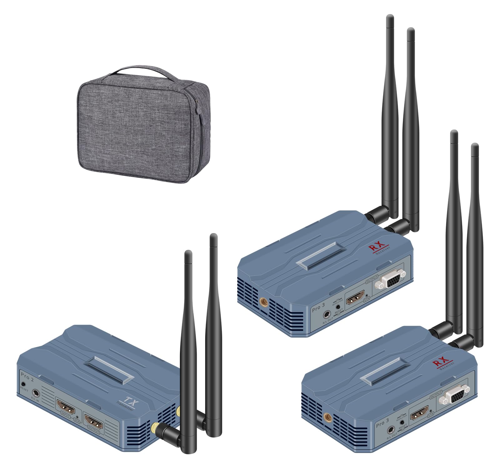 Wireless HDMI Transmitter and 2 Receivers, 4K@30HZ/2K@60HZ/1080P@60HZ，820FT/250M,Loop Out, IR Extend,Speaker，2.4G/5.8G HDMI Wireless Extender，Streaming from STB, DVD, PC,CCTV to TV,Monitor,Proj Remot