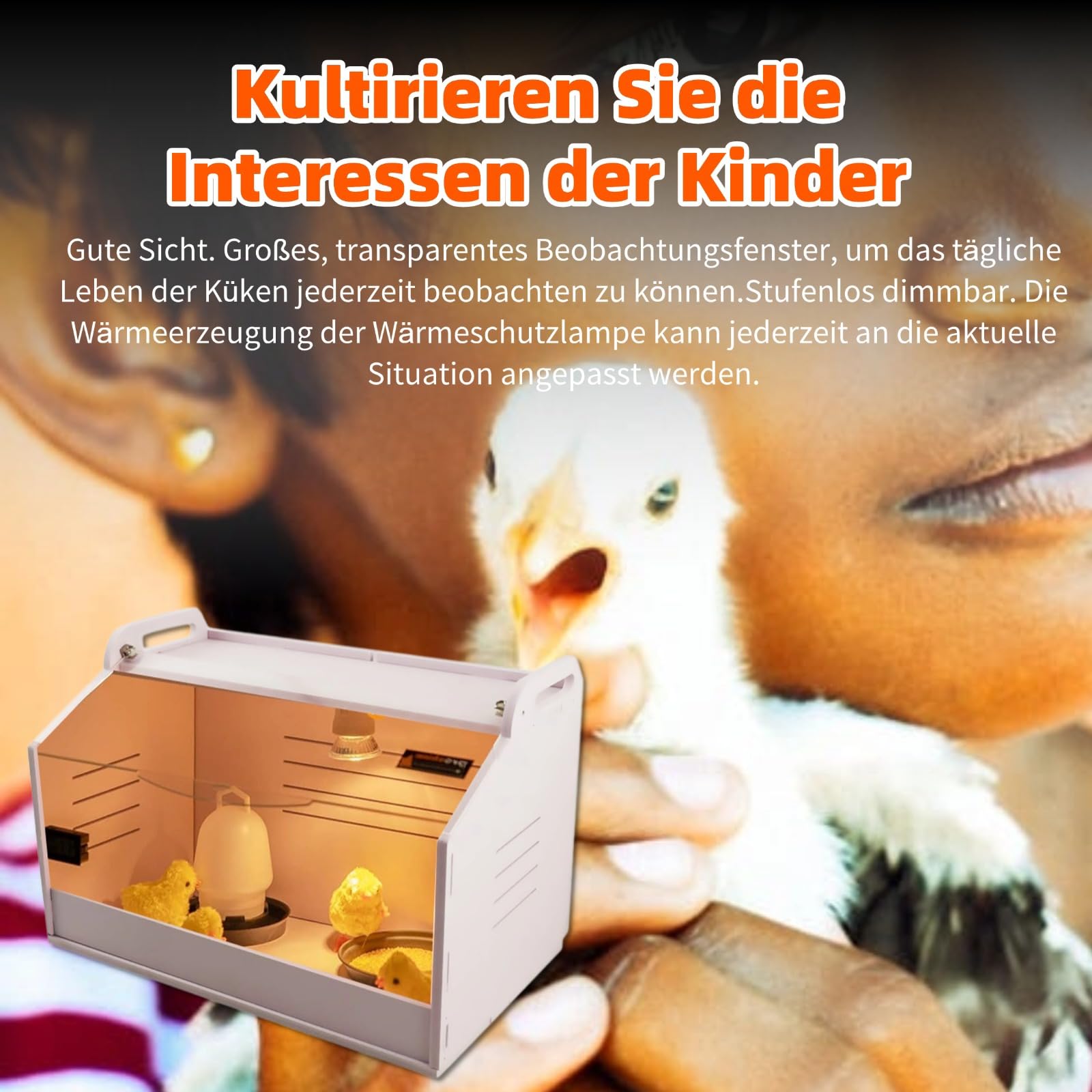 Geflügel Kükenbrüter Brutbox Ausrüstung,Tech Kükenaufzuchtbox Komplettset,Kleintiere Manuelle Inkubatorheizung, mit Transparente Öffnung,Hühnerbrutkasten Heimbrutkasten für Hühnerenten,Vögel