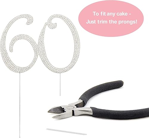 Miniatura 5 de Decoración para pastel 30 con strass de cristales premium Monograma de número treinta para cumpleaños o aniversario número 30