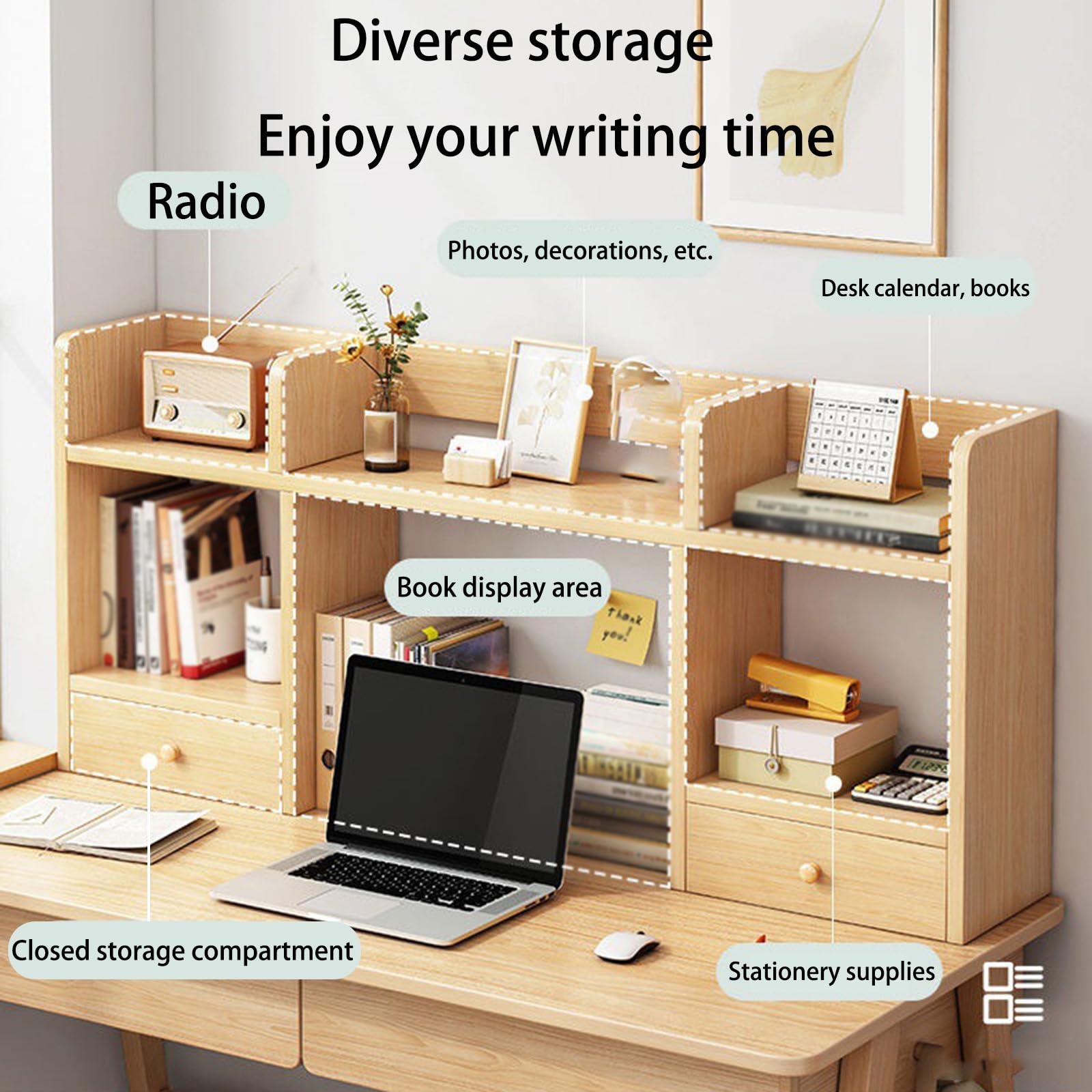 デスクオーガナイザーデスクトップ本棚書棚シンプルなカウンタートップの表示棚ラ) Amazon | 卓上収納ラック ウッドデスクトップ本棚カウンター書棚
