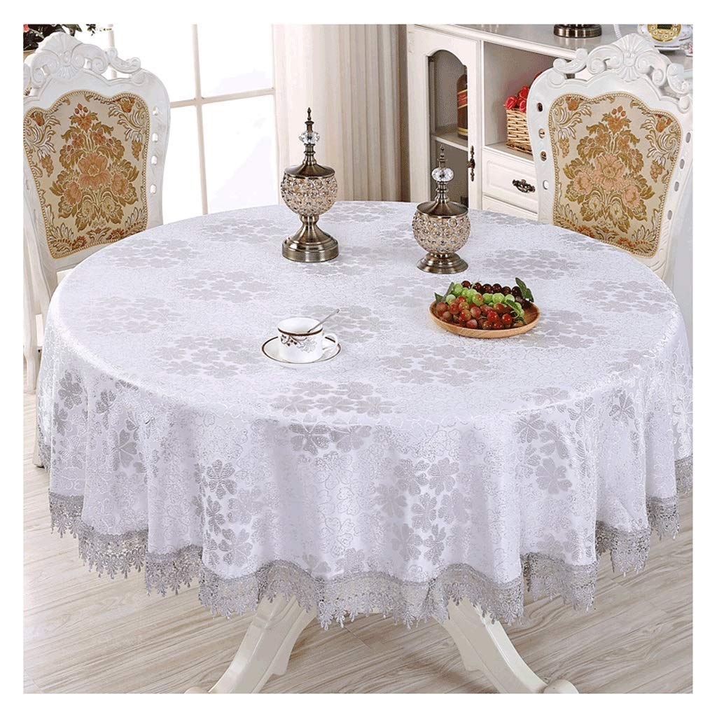 Nappe de table ronde fraiche et resistante de 200cm pour grand buffet