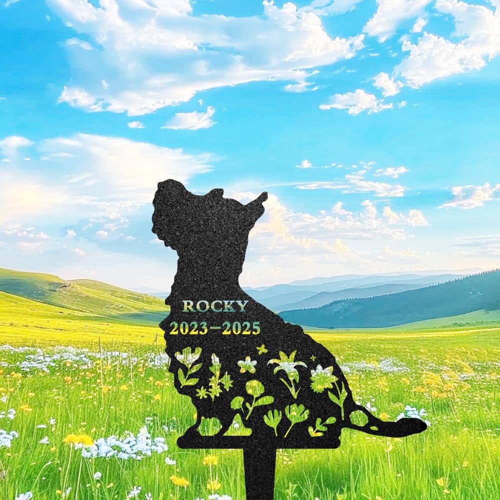 Personalised Cairn Terrier Dog Grave Marker, Cairn Terrier Metal Sign, Outdoor Dog Memorial Garden Decor, Lawn Ornament, Tombstone Cross, Pet Memorial Plaque, Pet Tribute