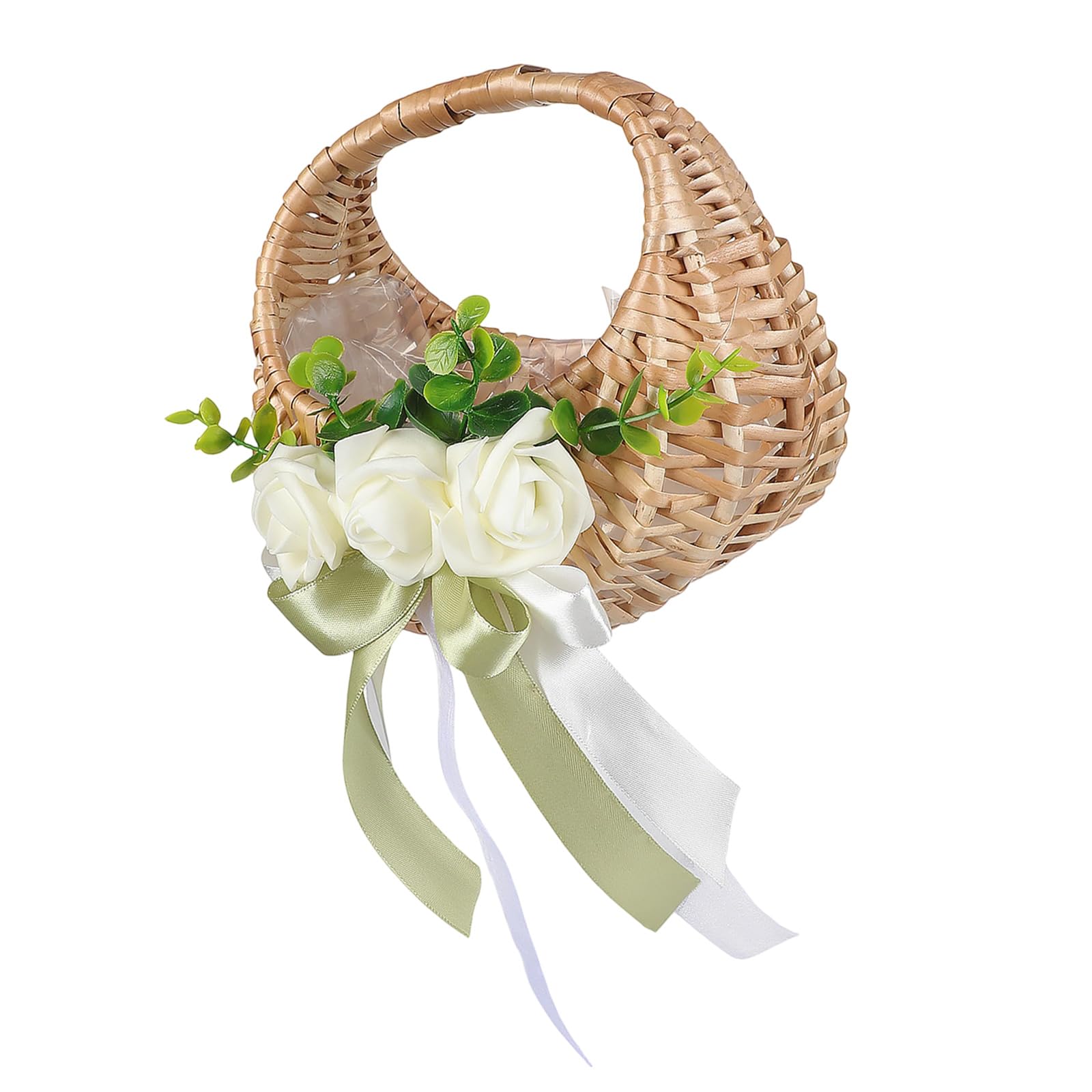 Carotoe Girls A Fabric Bridal Party Basket With Strong Construction For Outdoor Indoor Wedding Receptions Wedding Flower Basket Ribbon Fabric