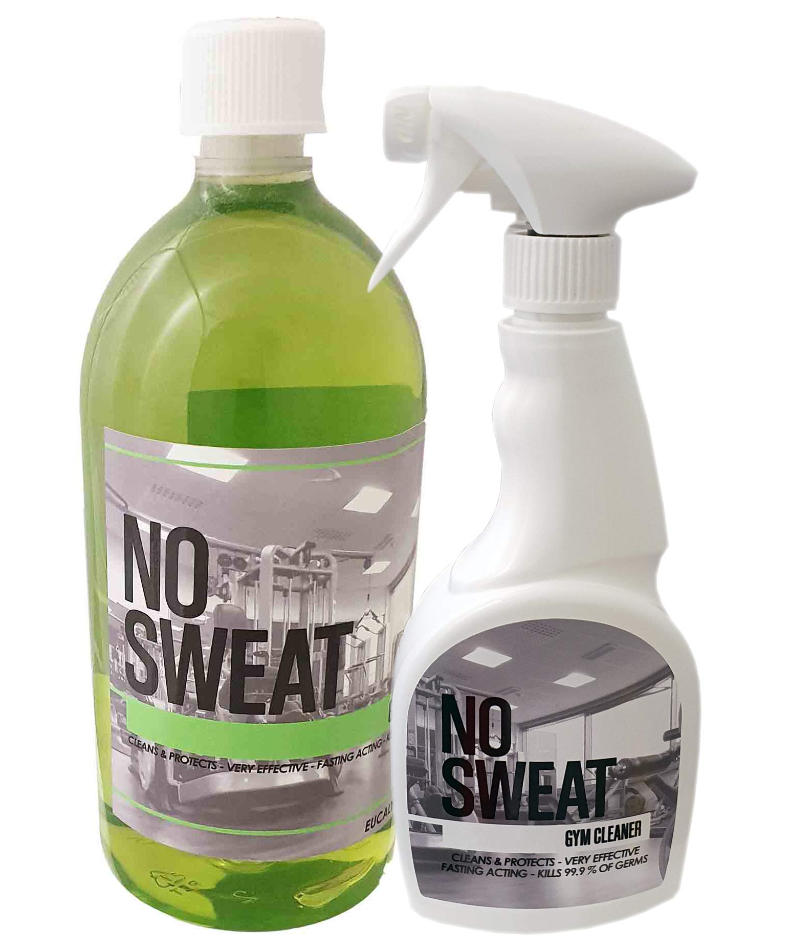 NO SWEAT Gym Equipment Cleaner Sweat Remover (Eucalyptus with Spray Bottle)