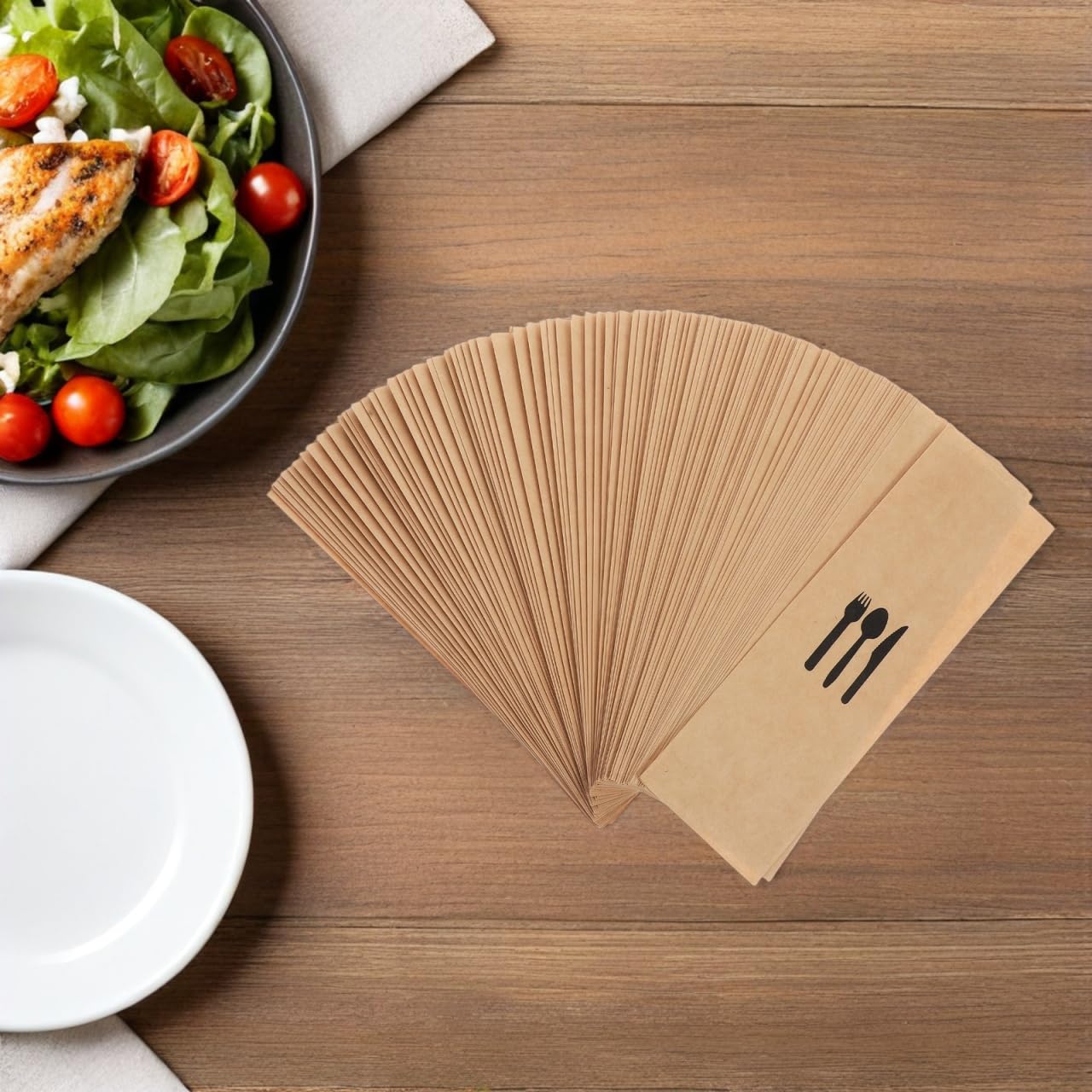 Alipis Besteckbeutel Aus Braunem Kraftpapier 300 Stück Einweg Besteckhüllen Mit Öl- Und Wasserfester Laminierung Für Gabeln Und Löffel Ideal Für Catering Partys Und Take-Away