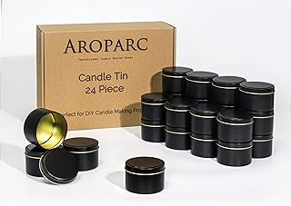 Candle Tins 8oz, 24 Piece Candle Tin Cans Bulk Candle Containers for Candle Making Supplies Wholesale Candle Tins - Black