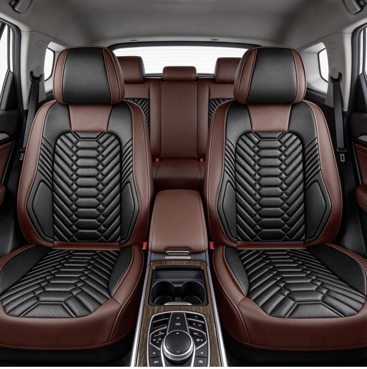 Foneso Full Set Seat Covers for GMC Sierra Truck, Leather Car Seat Cover for Chevy Silverado 1500 2500HD 3500HD 2007-2026, Custom Fit Crew Double Extended Regular Cab