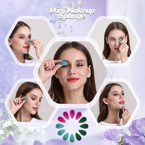 Miniatura 2 de Mini esponja de maquillaje de copos de nieve para aplicación detallada alrededor de los ojos y otras áreas, 12 unidades, sin látex, pequeñas