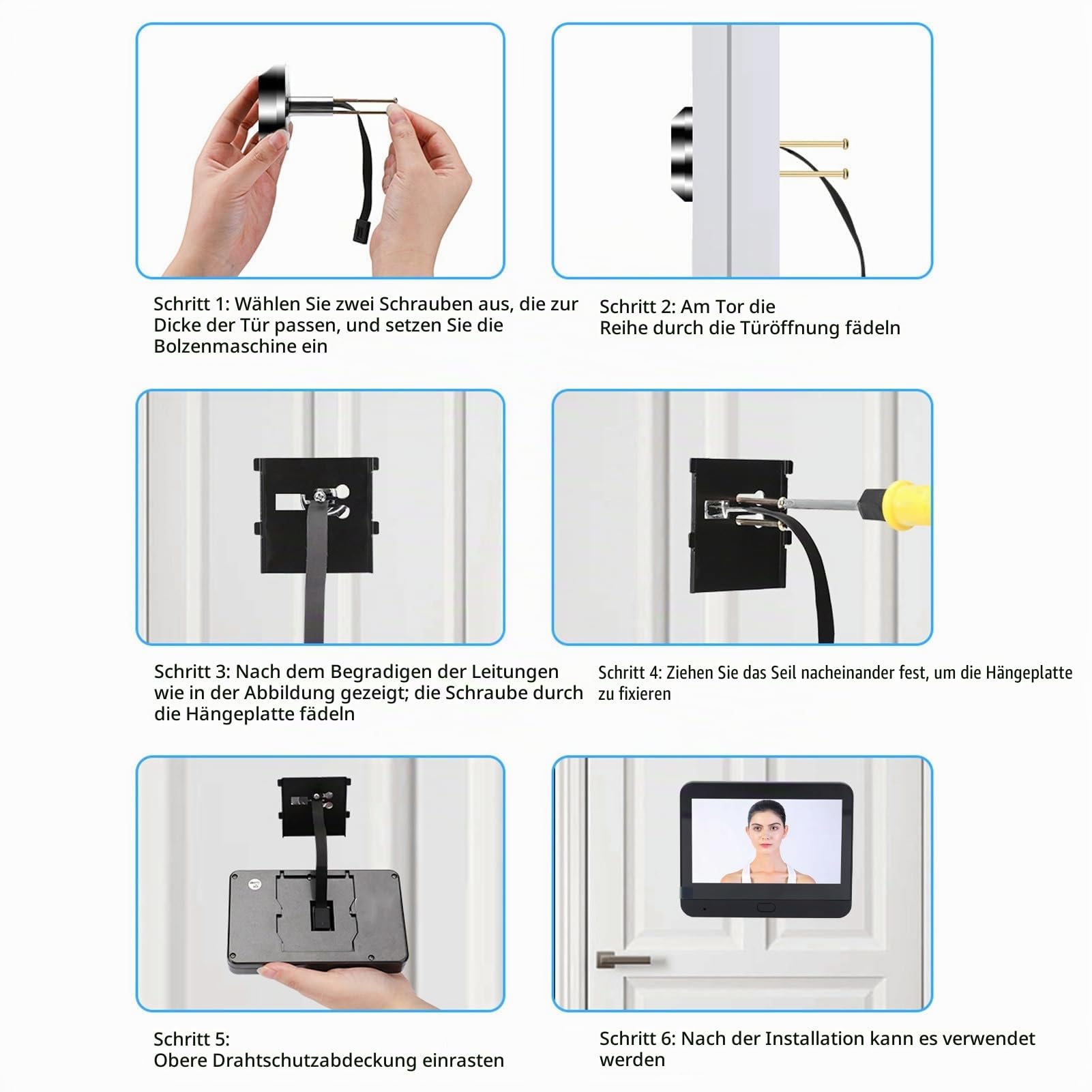 Bewinner 1080P Video Türklingel mit Kamera, 4,3-Zoll-LCD HD Bildschirm, 130° Weitwinkel, Visuelle Türklingel, Digitaler Türspion, Türspion Kamera mit PIR Bewegungserkennung (Schwarz)