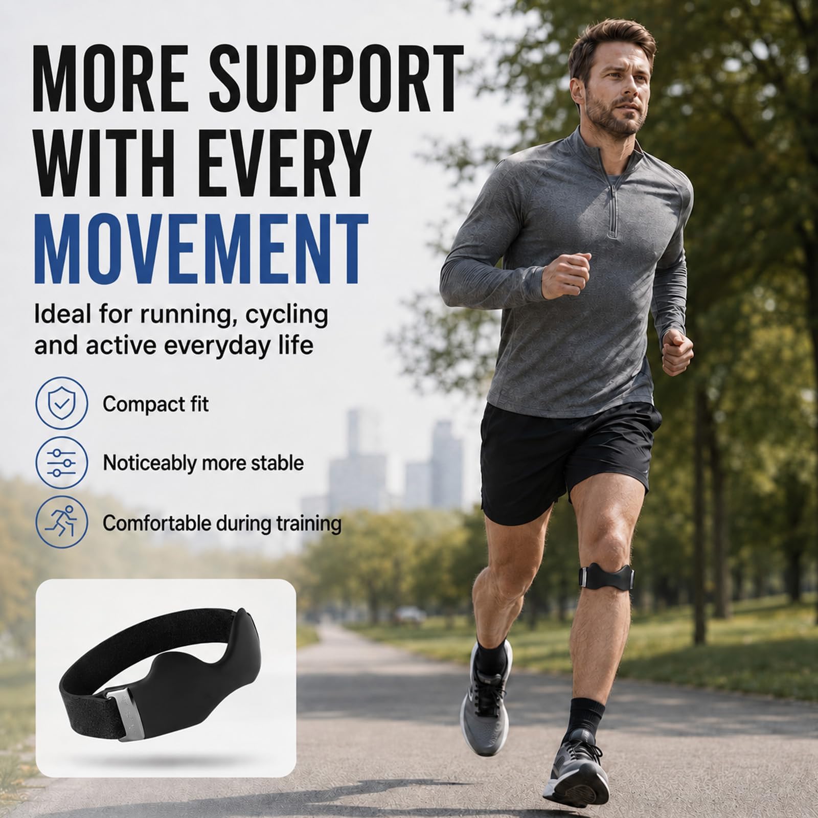 Kneeflex/Stryde Precision Knee Strap, Kneeflex Pro Patellaband, Knee Support Anti-Slip Silicone Material, Adjustable Design, Suitable For Running, Basketball And Squats (2)