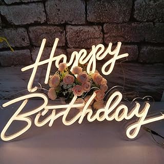 Divatla Happy birthday Neon Sign for any age, such as your kids 1st birthday in the hotel, restaurant or birthday party in the home etc Favors, Size- 16.58inches+23 X 8inches