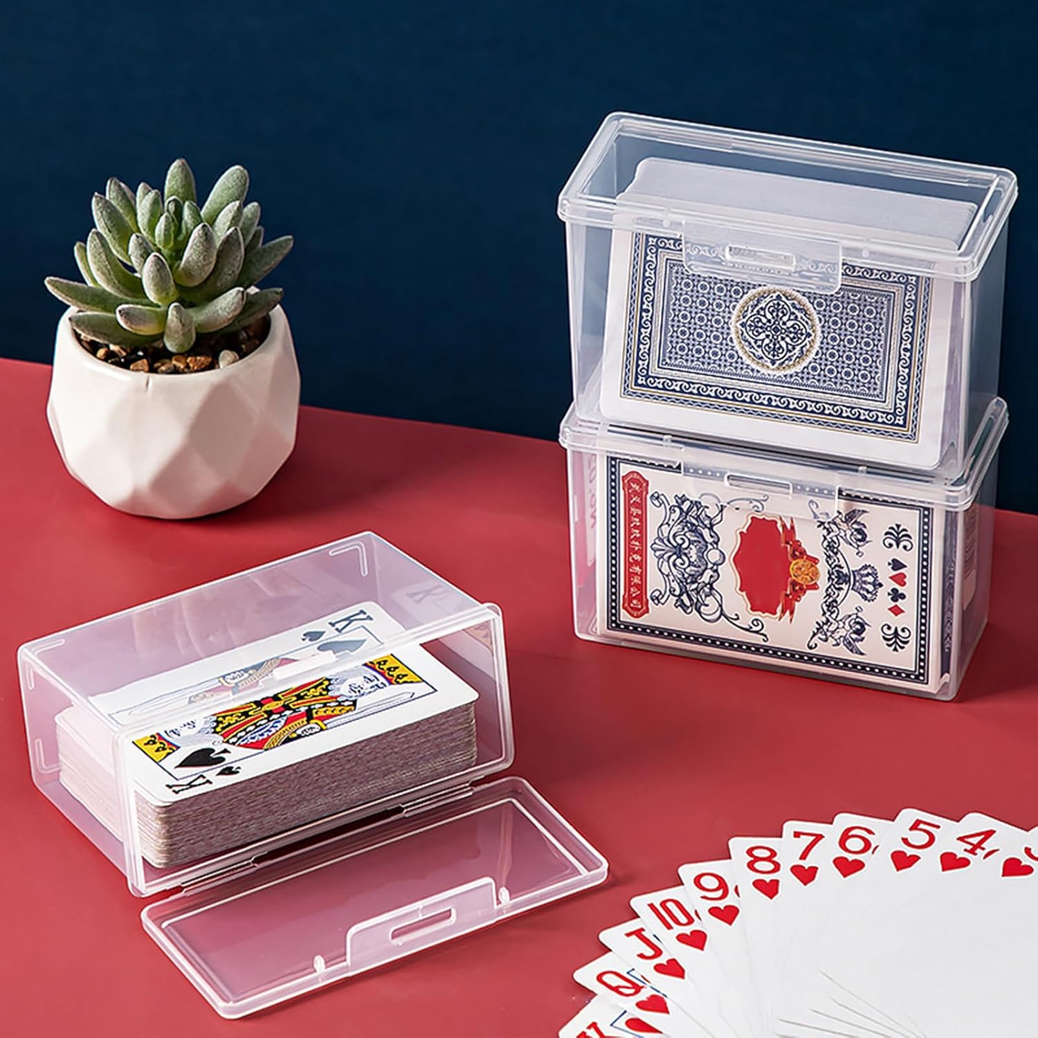 Clear Plastic Playing Card Case Holder Empty Playing Card Storage Box Game Card Organizers For Business Trading Card Card Deck Case Organizers Card Protector