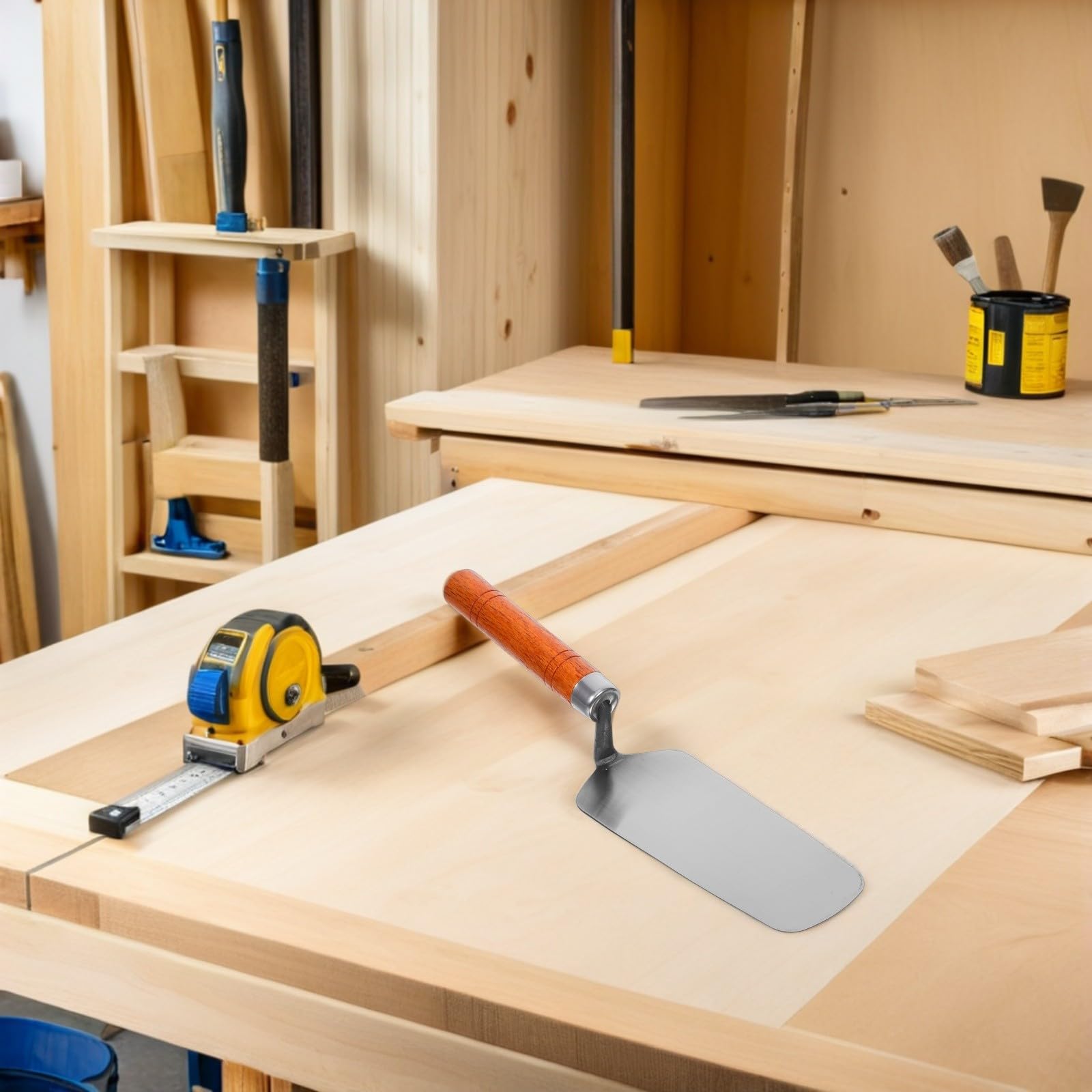 DOITOOL Cazzuola per Intonaco in Acciaio Inossidabile 45# Impugnatura Ergonomica Utensile per Finitura Liscia di Muratura e Cemento Set Professionale Versatile per Lavori Interni ed